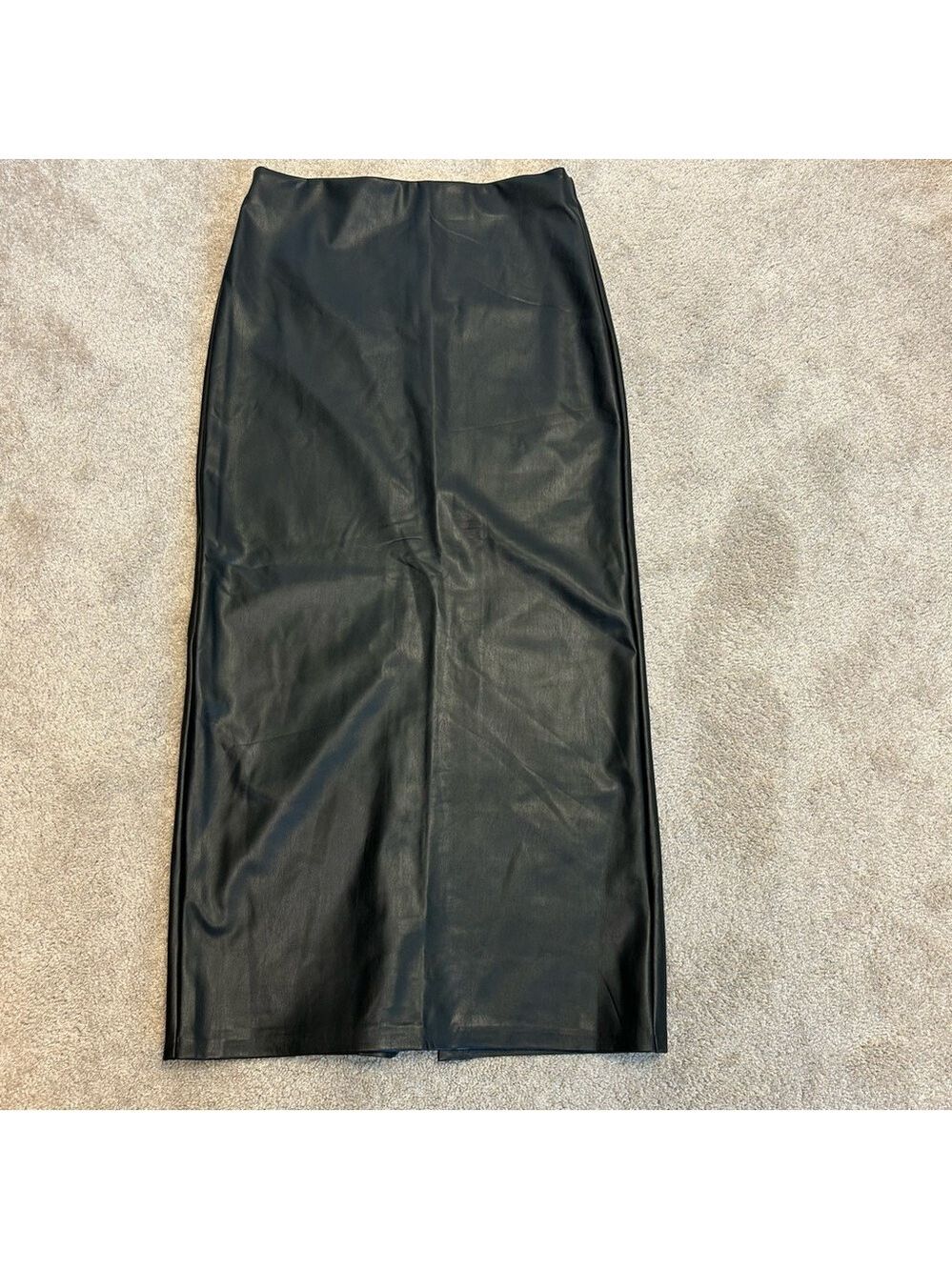 dynamite black leather midi maxi pencil skirt back slit Sz L NWT brand new
